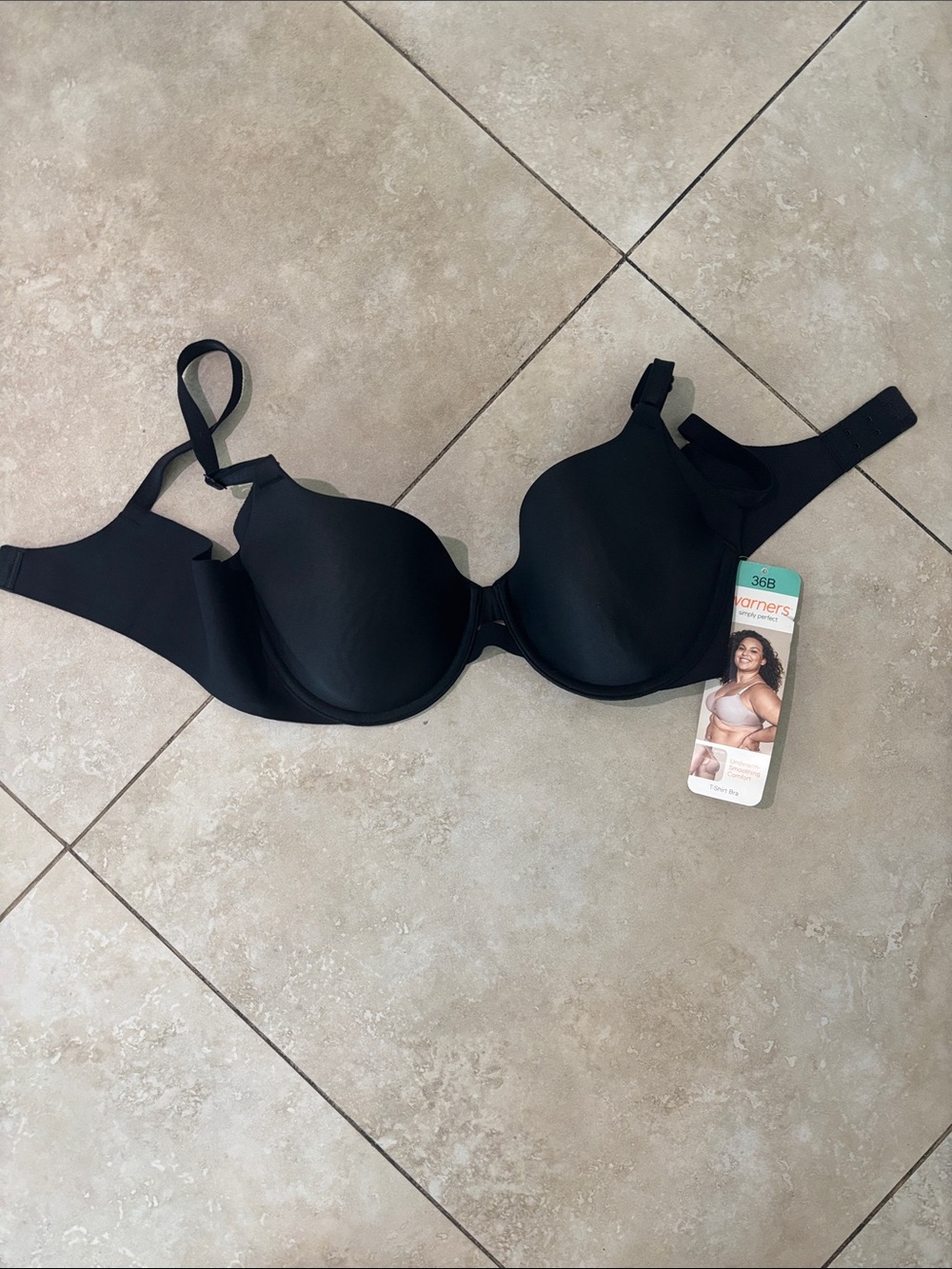 NWT Warner's T-Shirt Bra Black 36B